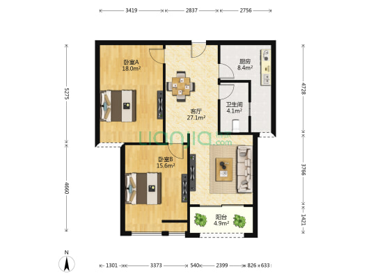 天祥棕榈湾 2室1厅1卫 83平方