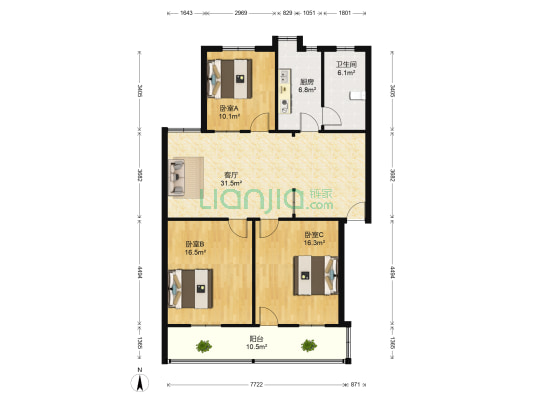 向塘思强北路 3室1厅1卫 114平方