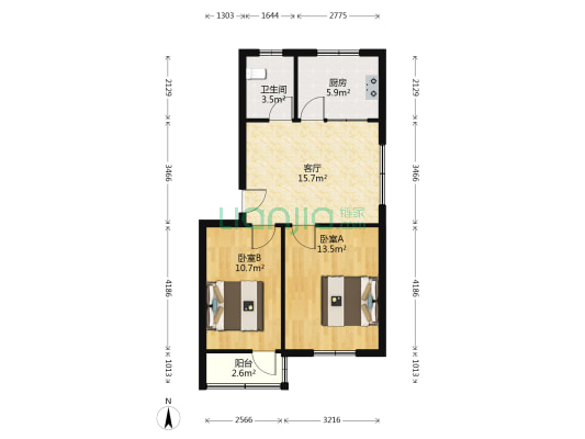三初中家属院 2室1厅1卫 65平方
