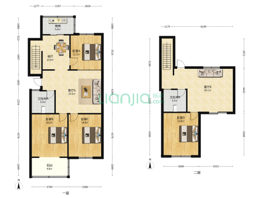 阳光小区 4室3厅2卫 173平方