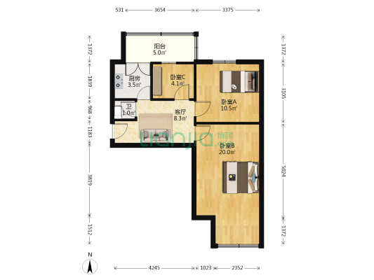 肉联厂东苑 3室1厅1卫 60平方