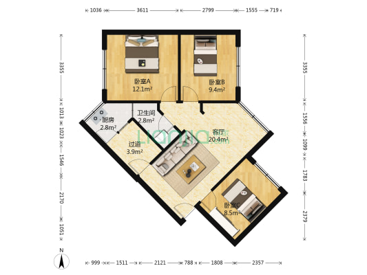 石人西路11号 3室1厅1卫 71平方
