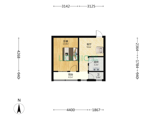 崇庆北路33号 1室1厅1卫 34平方