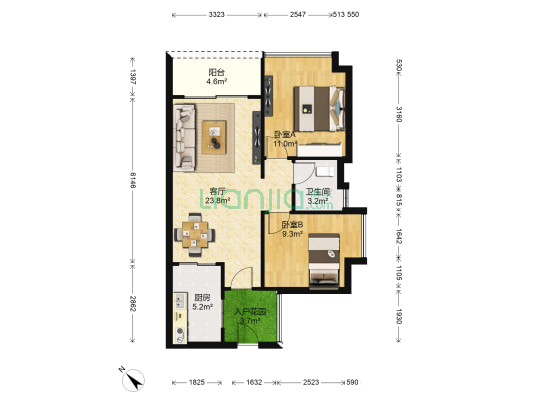 南沙保利南怡湾 2室1厅1卫 75平方