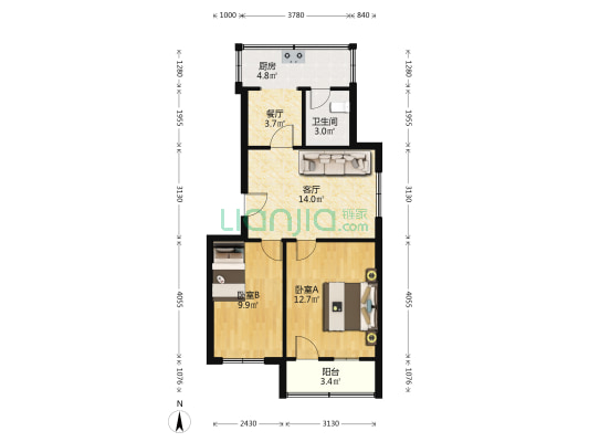 矿山西路机械公司宿舍楼 2室2厅1卫 63平方