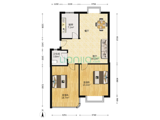 银河嘉园 2室1厅1卫 89平方