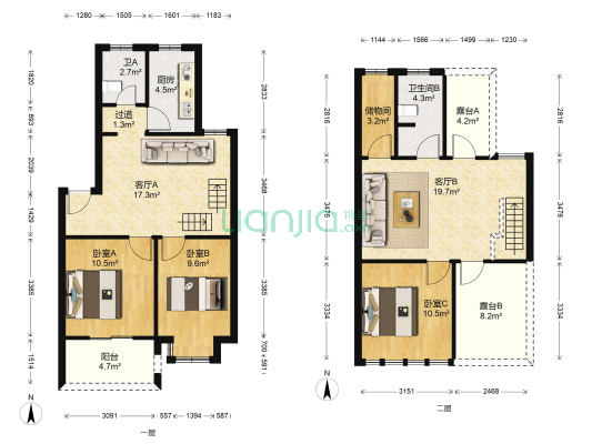 少荃家园 3室2厅2卫 108平方