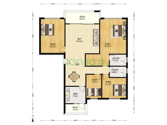 碧桂园天琴湾 4室1厅2卫 171平方