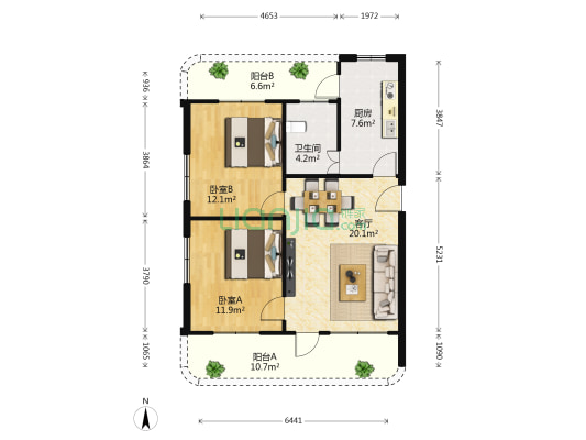 永安南园A区 2室1厅1卫 98平方