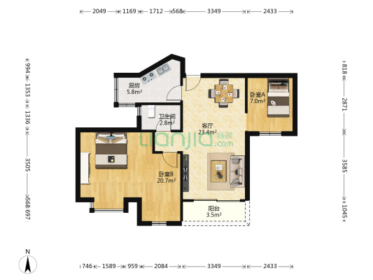 翠枫豪园一期 2室1厅1卫 73平方