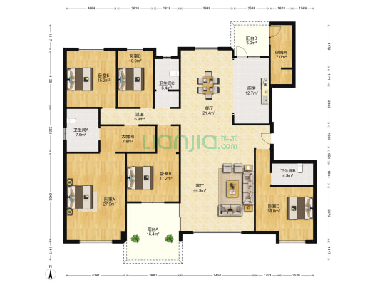 碧桂园龙游湖小区 5室2厅3卫 258平方