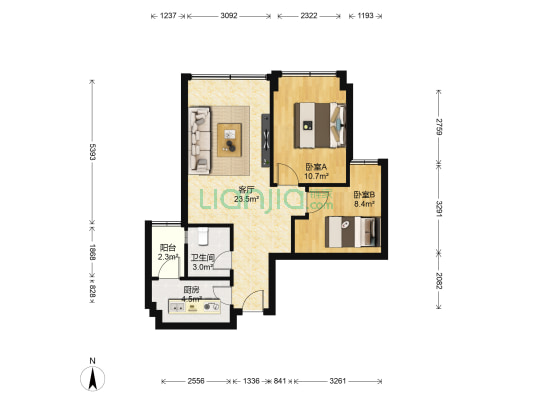 合能四季城二期 2室1厅1卫 62平方