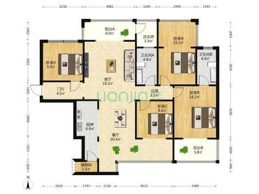 南海幸福汇一期 4室2厅2卫 112平方