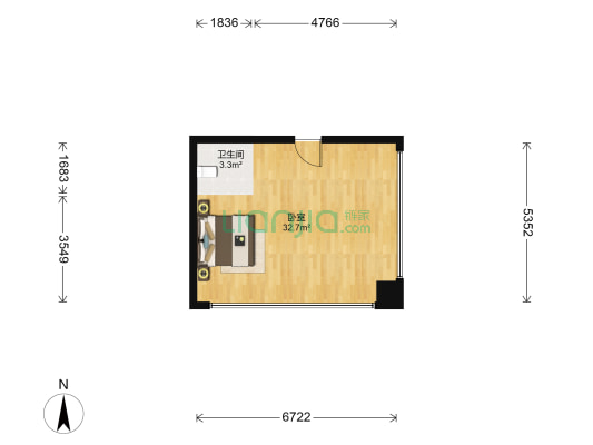 金隅大成时代 1室0厅1卫 55平方