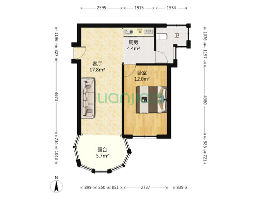 纤园馨村A区 1室1厅1卫 57平方