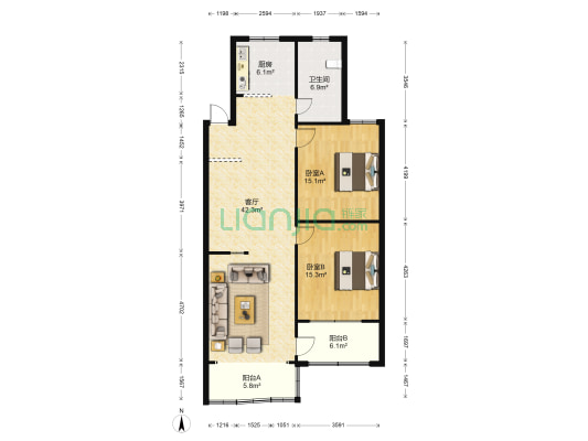 新亭路30号 2室1厅1卫 108平方