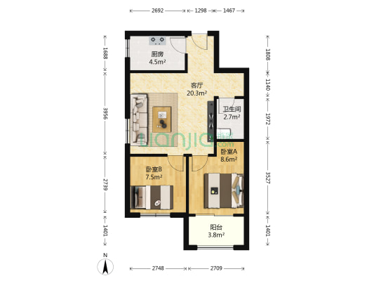 北张家庄 2室1厅1卫 65平方