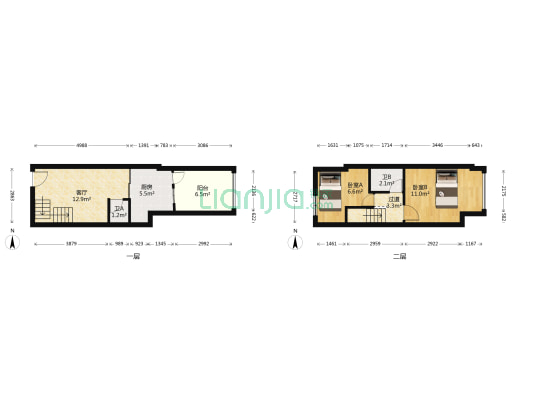 同景国际城W组团 舒适跃层品质两房 拎包入住-户型图