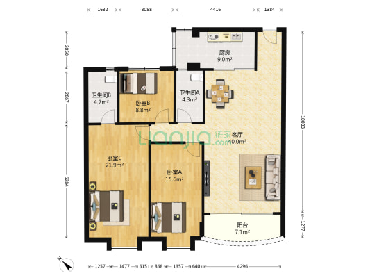 碧怡阁 3室1厅2卫 125平方