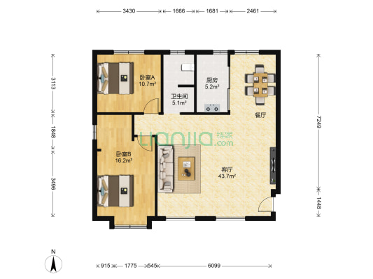 威胜大厦 2室1厅1卫 113平方
