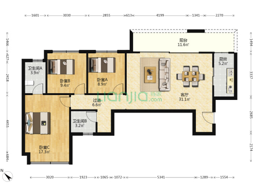 东原阅墅 3室1厅2卫 112平方