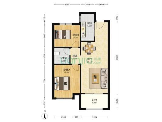 保利堂悦二期 2室1厅1卫 87平方
