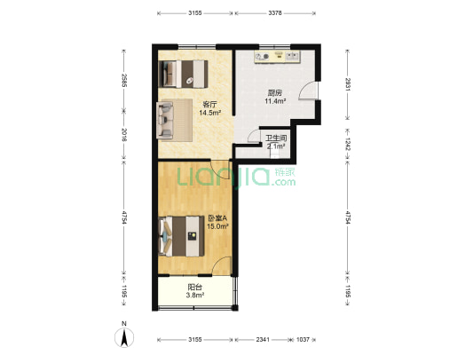 广丰三村 1室1厅1卫 56平方