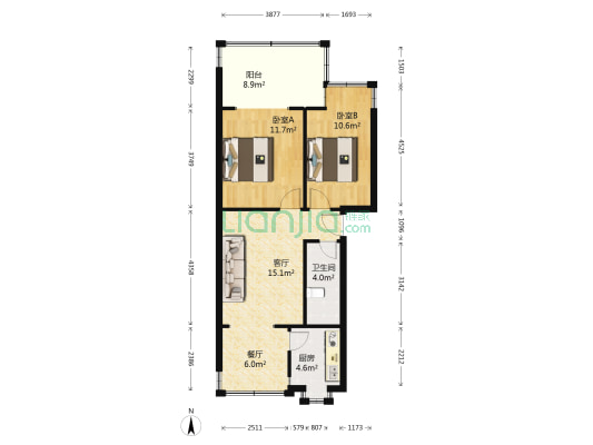 云南省歌舞剧院 2室2厅1卫 55平方