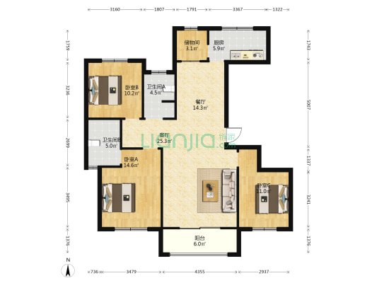 水韵华庭二期 3室2厅2卫 213平方