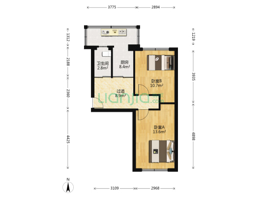 南关区永吉街道吉顺社区 2室0厅1卫 58平方