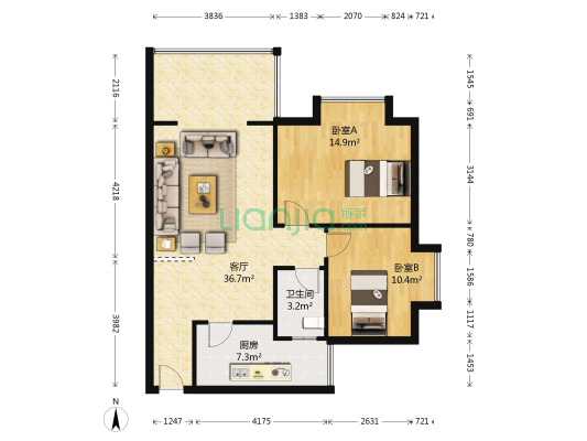 城香首府 2室1厅1卫 80平方