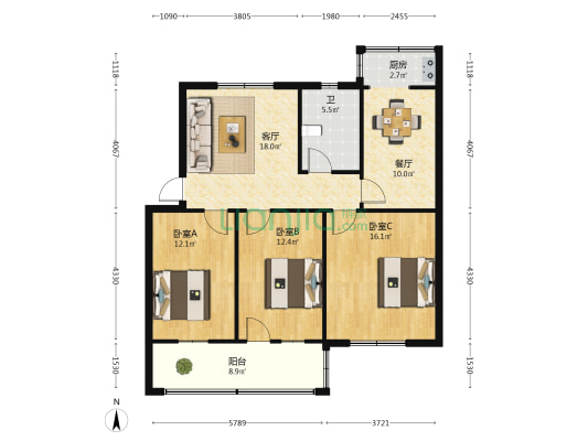 文化局家属院 3室2厅1卫 96平方