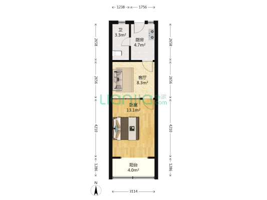 延吉东路115弄 1室1厅1卫 40平方