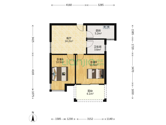 瑶海佳苑兴华苑C区 2室1厅1卫 65平方