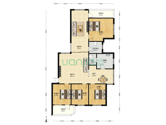 海城区贵州路39号小区 4室3厅2卫 165平方
