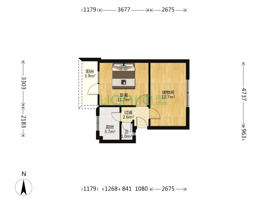 植物油场宿舍 1室0厅1卫 45平方