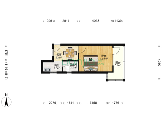 延平路200弄 1室1厅1卫 36平方