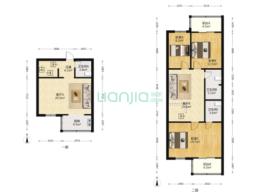 精英家园 3室2厅3卫 142平方