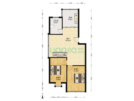 骑龙休闲山庄 2室1厅1卫 91平方