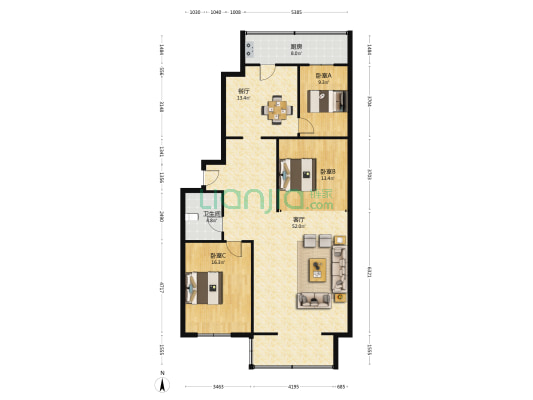 圣春巷社区 3室2厅1卫 144平方
