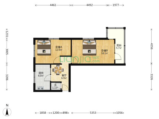 市疾控中心家属院 2室1厅1卫 54平方