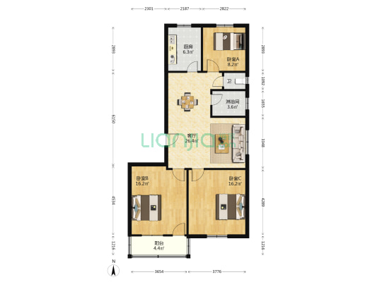 太平新村 3室1厅2卫 102平方