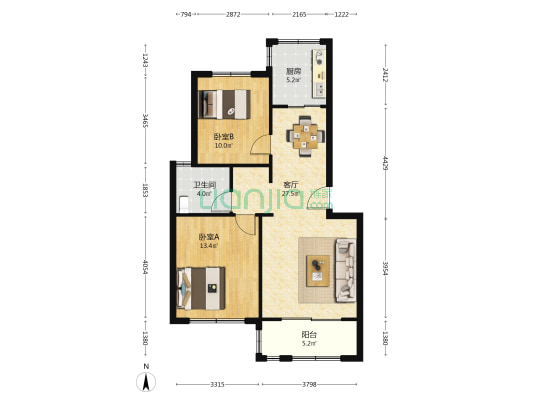 上南玲珑苑 2室1厅1卫 81平方