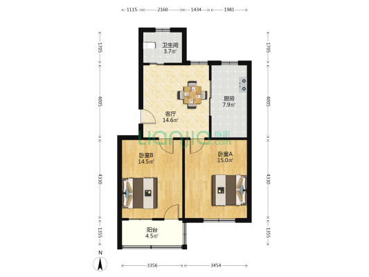 天鹤四村东区 2室1厅1卫 74平方