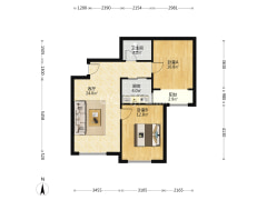 此房满二精装修全南两居室高楼层无抵押-涿州君临天下御景园户型图