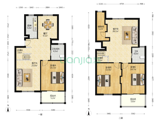 紫锦苑 3室3厅2卫 133平方