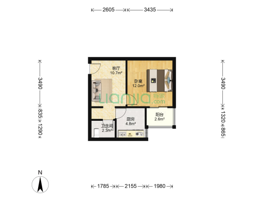 和睦园 1室1厅1卫 48平方