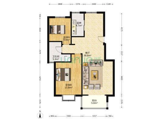颐中山水缘一期 2室1厅1卫 99平方
