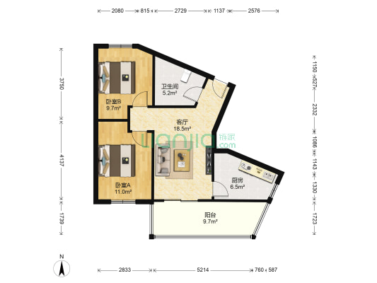 红牌楼北街29号 2室1厅1卫 71平方