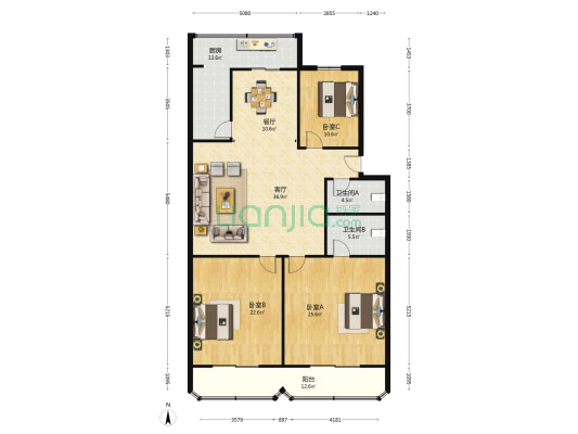 南马道巷5号 3室2厅2卫 166平方